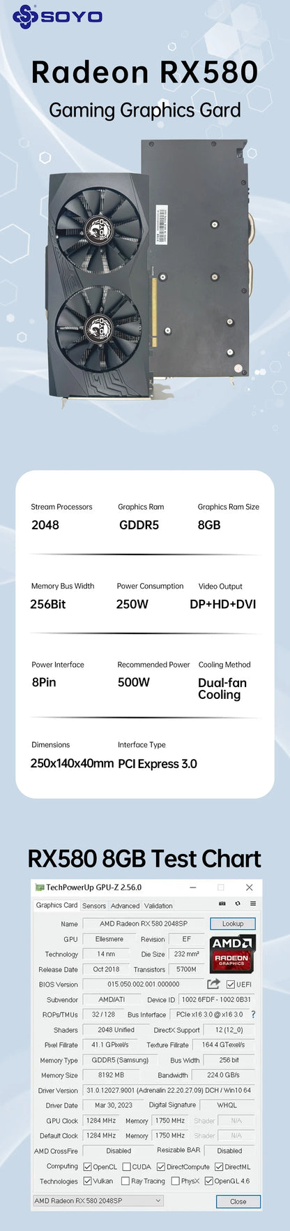 Radeon RX580 8G Graphics Card